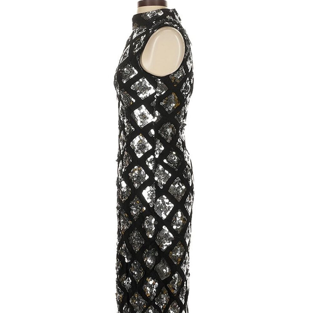 NWT French Connection black dress with silver diamond sequins, size 4 - Picture 5 of 13